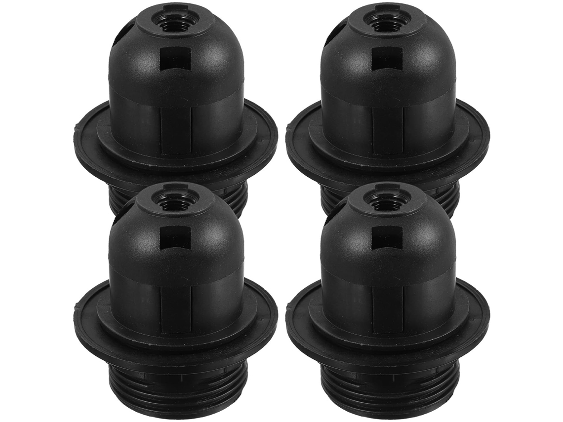 Conjunto De 4 Soquetes E27 Para Lâmpadas Em Plástico Preto, Para Projetos De Iluminação Faça Você Mesmo.