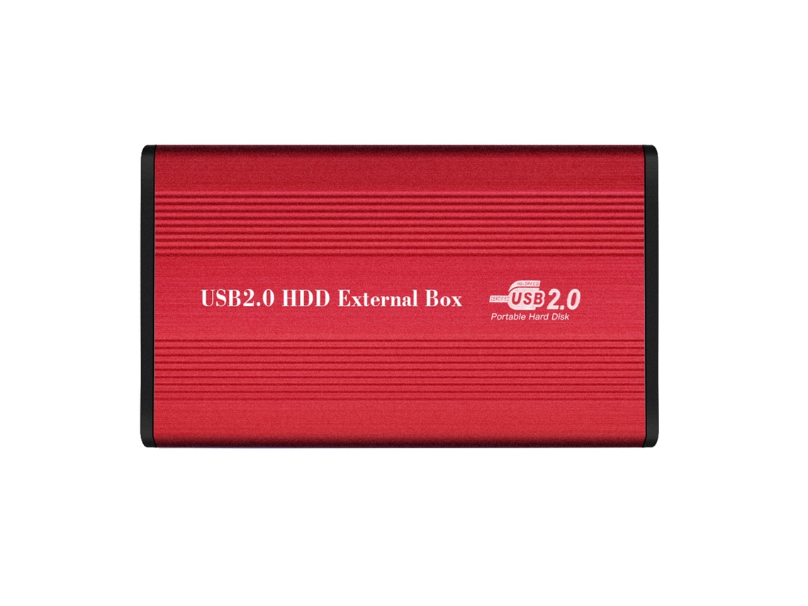 Enclosure Para Hd Ide De 2.5" Com Usb2.0 Em Liga De Alumínio, Case Portátil Para Disco Rígido Vermelho