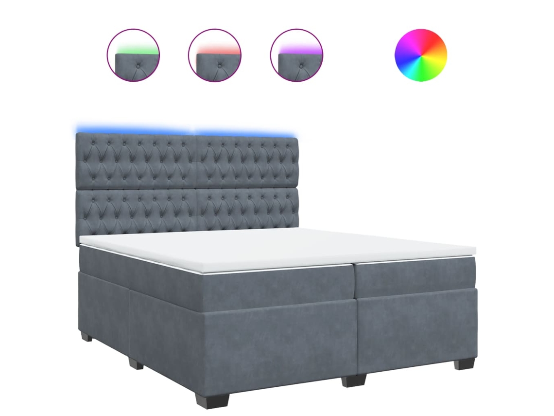 Box Spring Bed, Box Spring Beds Vidaxl Cinzeto Veludo (200 X 200 Cm)
