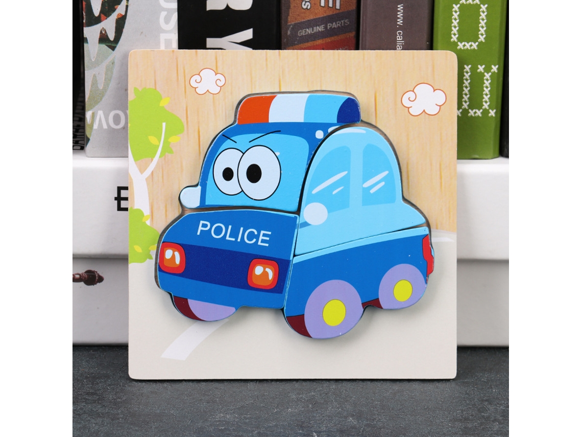 Puzzles De Madeira Para Bebés E Crianças De 1, 2 E 3 Anos, Brinquedos Montessori Educativos Para Bebés Carro De Polícia Hexinyigjly