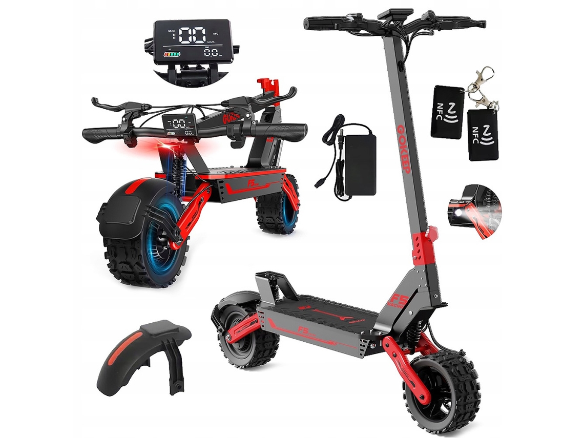 Trotinete Elétrica Gokeep F5 - Motor 1000w - Bateria 52v 20ah - Autonomia 80km - 55km/h - Travões De Disco Dianteiros E Traseiros - Verde