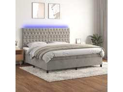 Vidaxl Cama Box Spring C/ Colchão/led 200x200 Cm Veludo Cinzento-claro