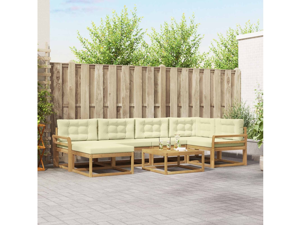 Vidaxl Conjunto De Sofás Para Exterior 7 Pcs Branco E Creme