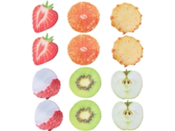 Conjunto 12 Blocos Notas Em Formato Morango, Maçã E Laranja. Ideais Para Escritório, Material Escolar