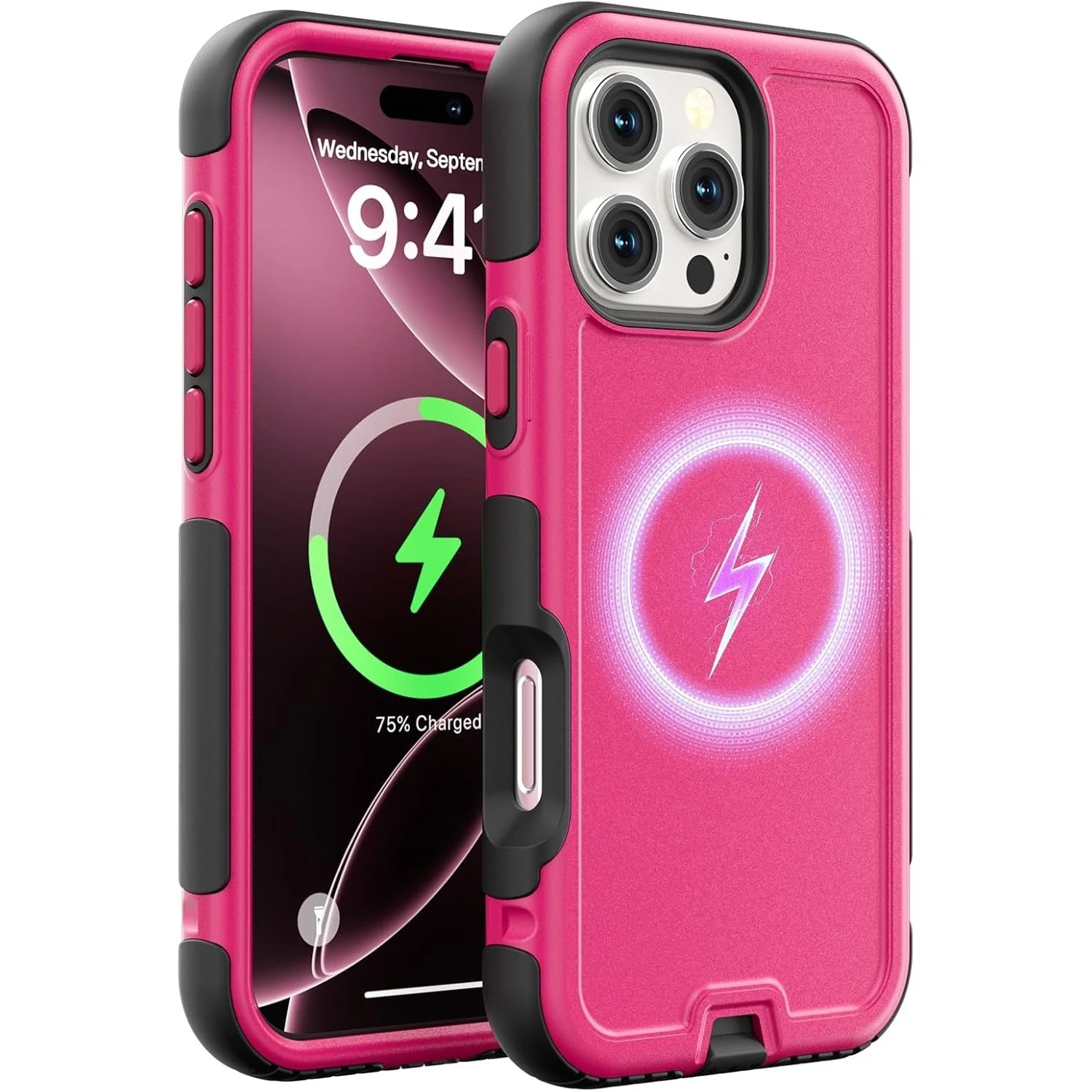 (rosa, Iphone 16 Pro Max) Capa Magsafe Reforçada Para Celular Com Carregamento Magnético, Proteção Contra Quedas