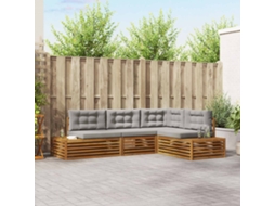 Vidaxl Conjunto De Sofás Para Exterior 4 Peça Cinza Natural E Claro