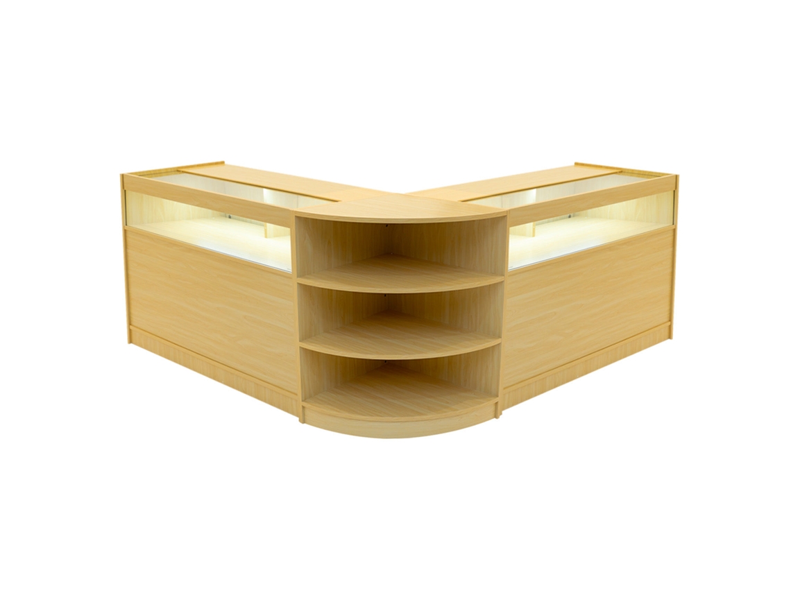 Conjunto de Balcões Comerciais MonsterShop Theseus, Maple, 2xB1200LM60, MDF e Vidro Temperado