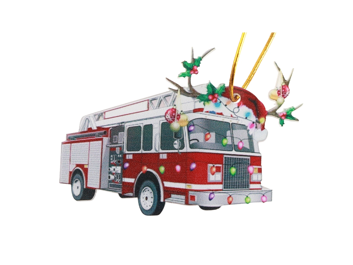 Enfeite de Natal Pingente para Árvore Decorativo Personalizado Caminhão Bombeiro Ferro Presente S/MARCA
