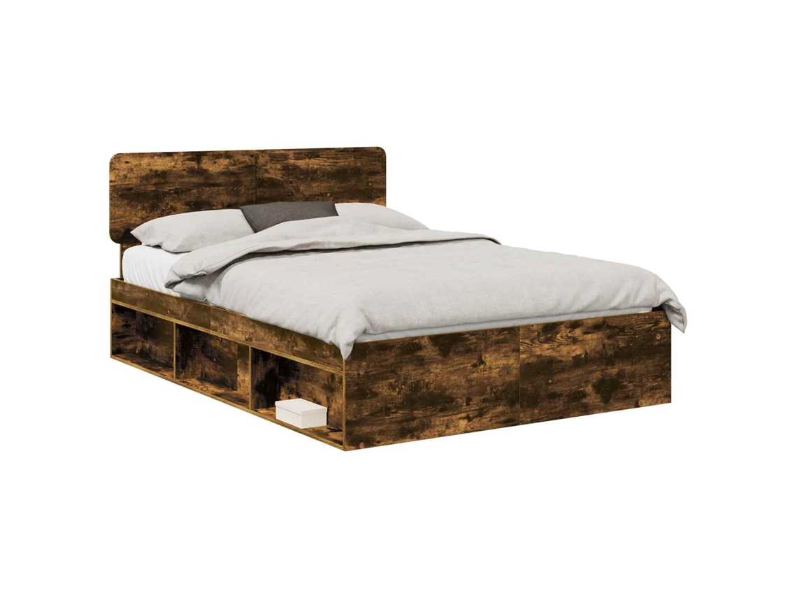 Estrutura da Cama com Cabeceira Carvalho Defumado 140x190 cm MAISON EXCLUSIVE