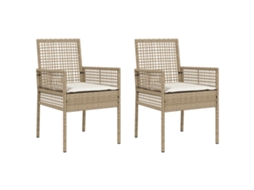 Conjunto 2 Cadeira De Jardim Moderna Vidaxl Bege Vime Pe (55 X 53 X 85 Cm)