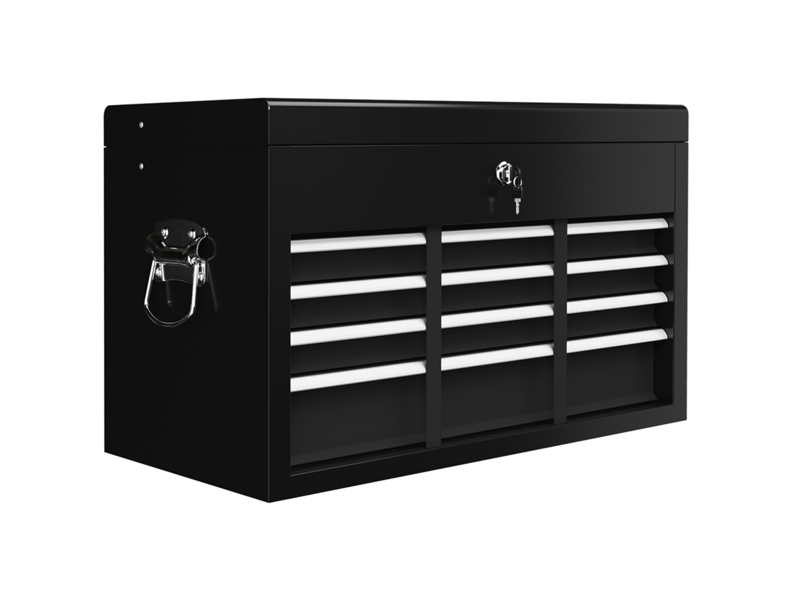 Caixa de Ferramentas de Aço com 6 Gavetas e Fechadura 60x26x34cm preto BTFORUS
