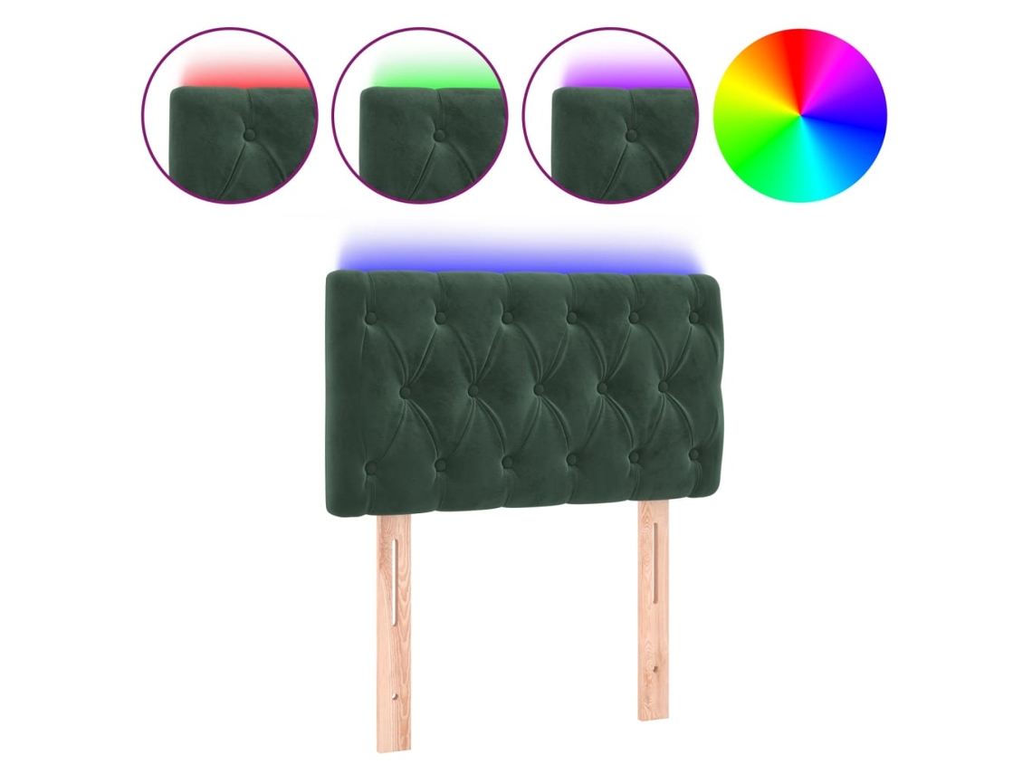 Led Headboard, Led Headboards Vidaxl Verde Veludo (80 X 7 X 78/88 Cm)