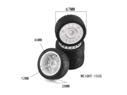 2026 pneus de Carro Rc 1/10 para Tt01 Tt02 Xv01 Ta06 Ptg 2 Hpi Wr8, Diâmetro 67mm, Largura 28mm, Hex 12mm, Plástico + Borracha