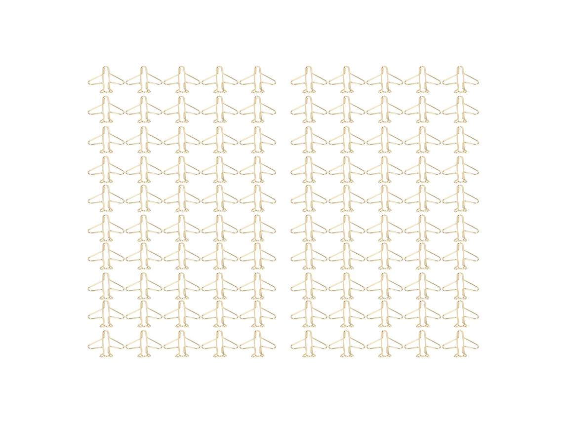 100 Clips De Papel Metálicos Antioxidantes Dorados Em Forma De Avião Portáteis Para Escritório E Lar