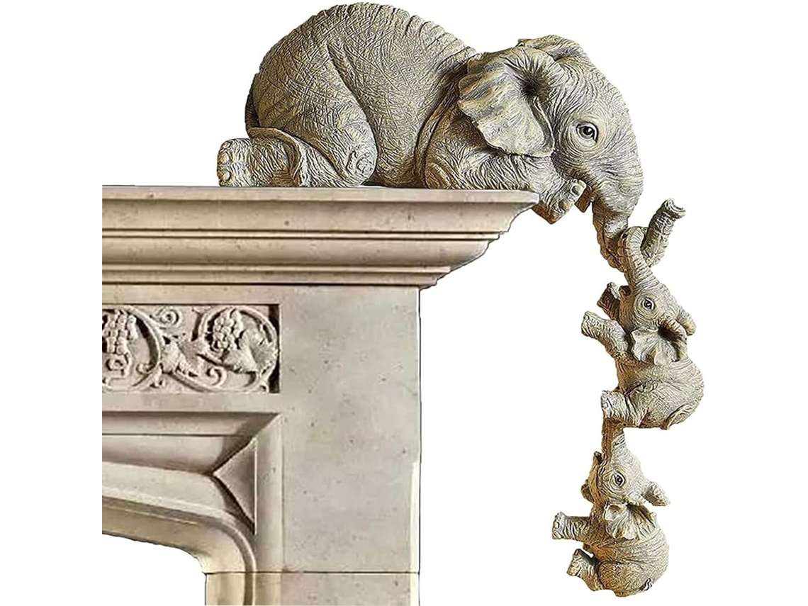 MEOIRUERY Adorável Suporte De Prateleira, Estatuetas Pintadas À Mão, Escultura De Elefante Em Resina Sintética Sólida, Decoração Para Casa Com Design Removível