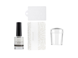 Kit De Ferramentas De Impressão Em Unhas Com Selo, Placa De Raspagem E Cola Anti-transbordamento (15ml)