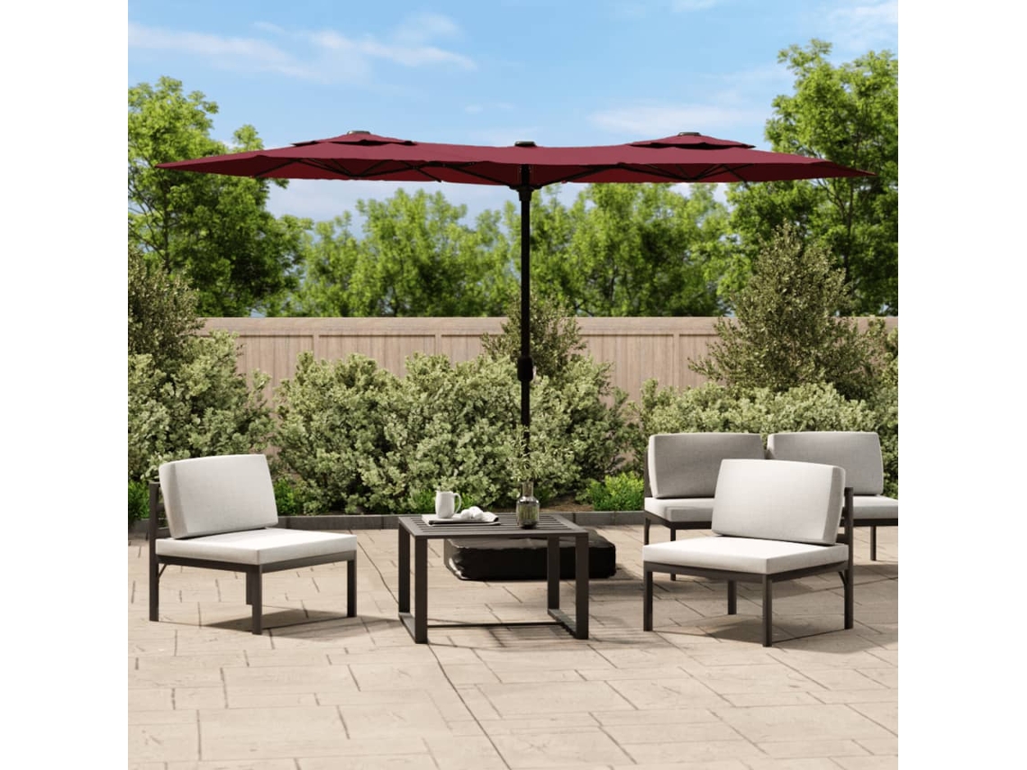 Vidaxl Guarda-sol De Jardim Com Cabeça Dupla 316x145 Cm Bordô