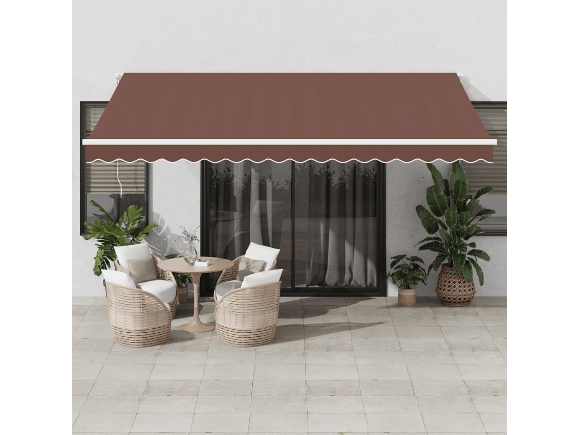 Vidaxl Toldo Retrátil Manual Com Luz Led 450x350 Cm Castanho