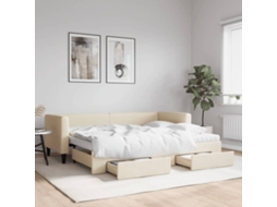Vidaxl Sofá cama com Gavetão e Gavetas 80x200 Cm Tecido Cor Creme