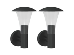 Conjunto 2 Candeeiros de parede p/ exterior VIDAXL aço inoxidável preto