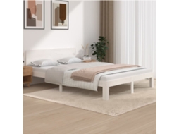 Estrutura De Cama 140x200 Cm Pinho Maciço Branco