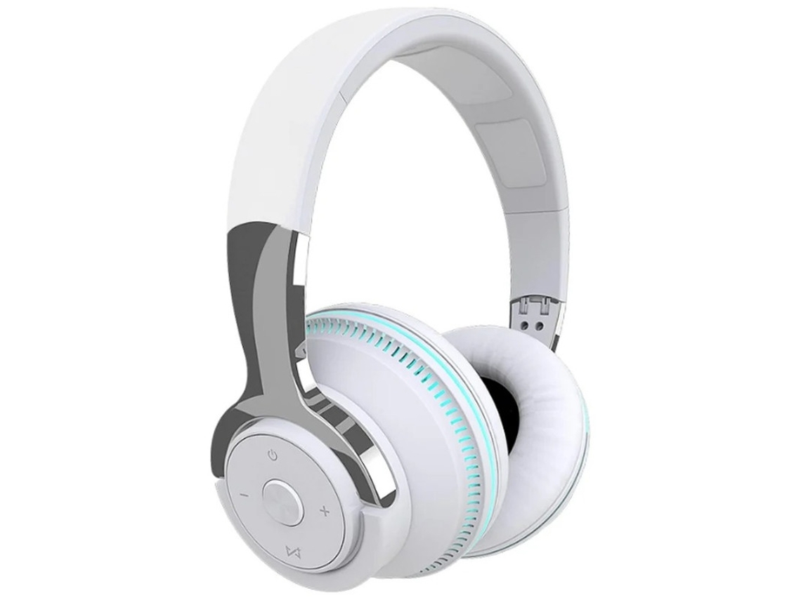 Fones De Ouvido Bluetooth Sobre A Orelha Com Iluminação Led Dobráveis Compatíveis Com Microfone H2 Branco Bestvite