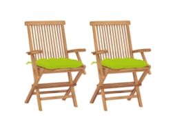 Vidaxl Cadeiras Jardim C/ Almofadões Verde Brilhante 2 Pcs Teca Maciça