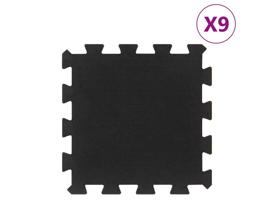 Vidaxl Ladrilhos De Borracha 9 Pcs 16 Mm 30x30 Cm Preto