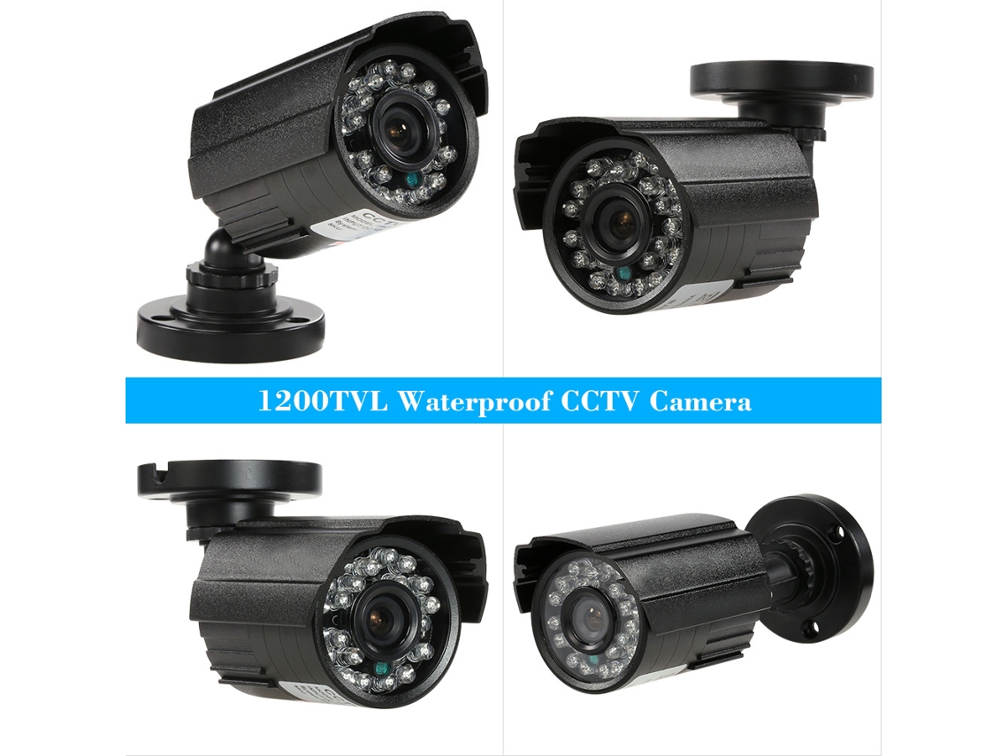 Câmara Cctv 1200tvl Com Visão Noturna 24 Lâmpadas Ir Cmos 1/3'' Impermeável Para Segurança Residencial