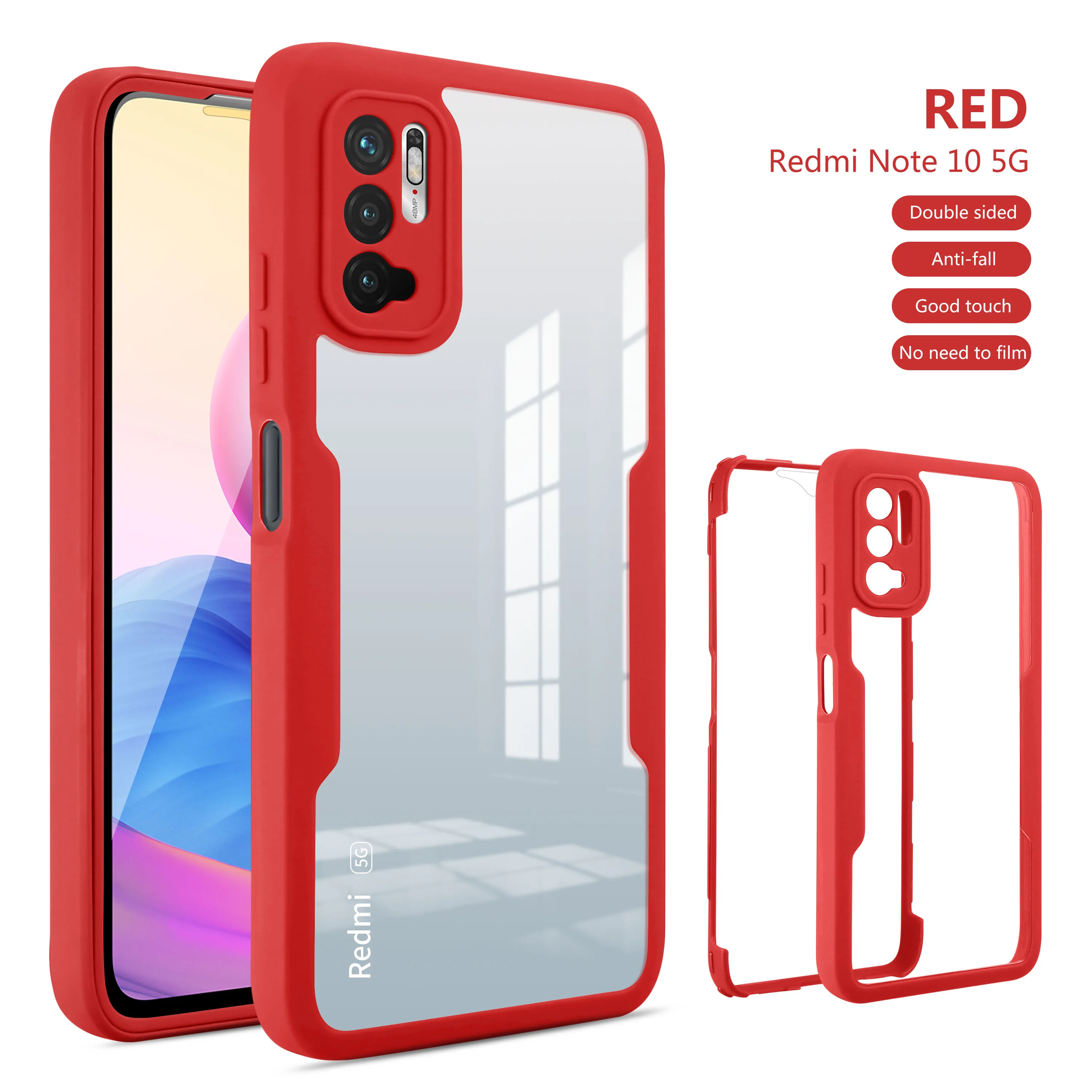 (red Redmi Note 9s) Protetor De Tela Com Cobertura De 360° E Capa Traseira Rígida
