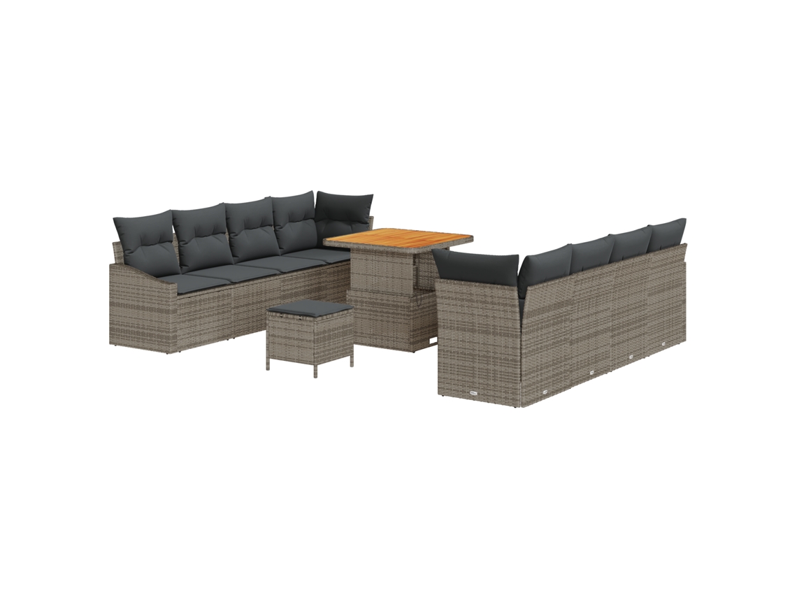 Conjunto 11 Conjunto De Sofá De Jardim Vidaxl Cinzento Vime Pe (80 X 80 X 71 Cm)