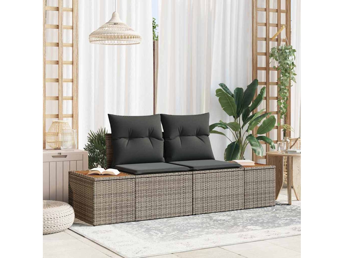 Vidaxl Sofá De Jardim Cinzeto 184 X 62 X 85cm Vime Pe