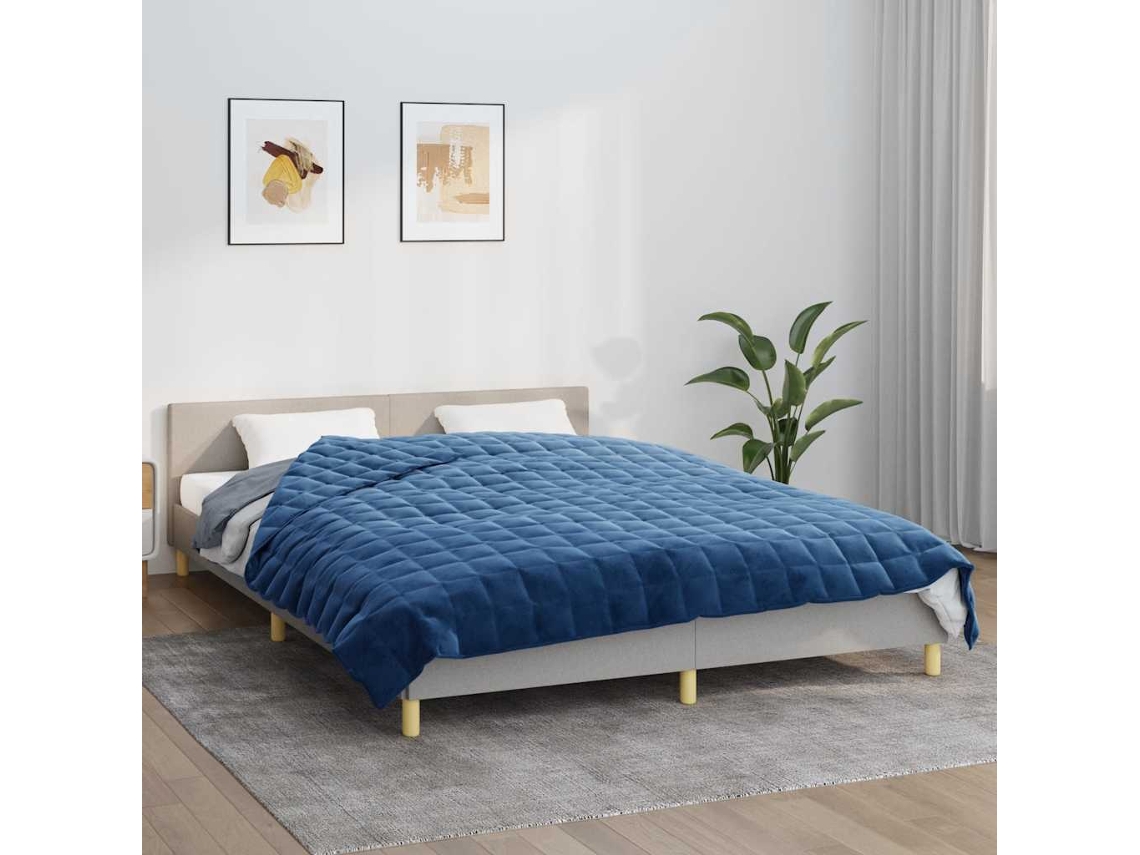 Vidaxl Manta Pesada 5 Kg 200x225 Cm Tecido Azul