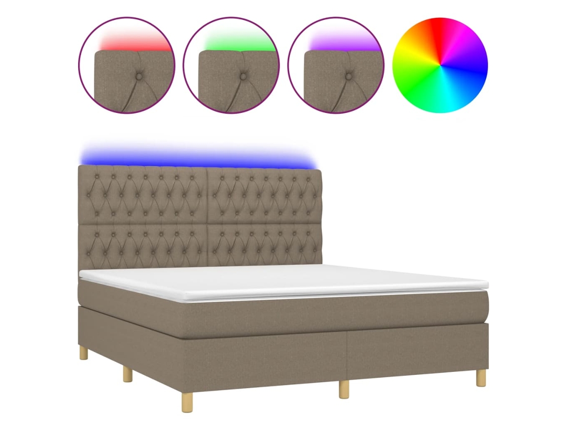 Box Spring Bed, Box Spring Beds Vidaxl Cinzento-acastanhado Tecido (160 X 200 Cm)