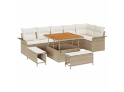 Conjunto 9 Conjunto De Sofá Modular Com Bancos Vidaxl Bege Vime Pe
