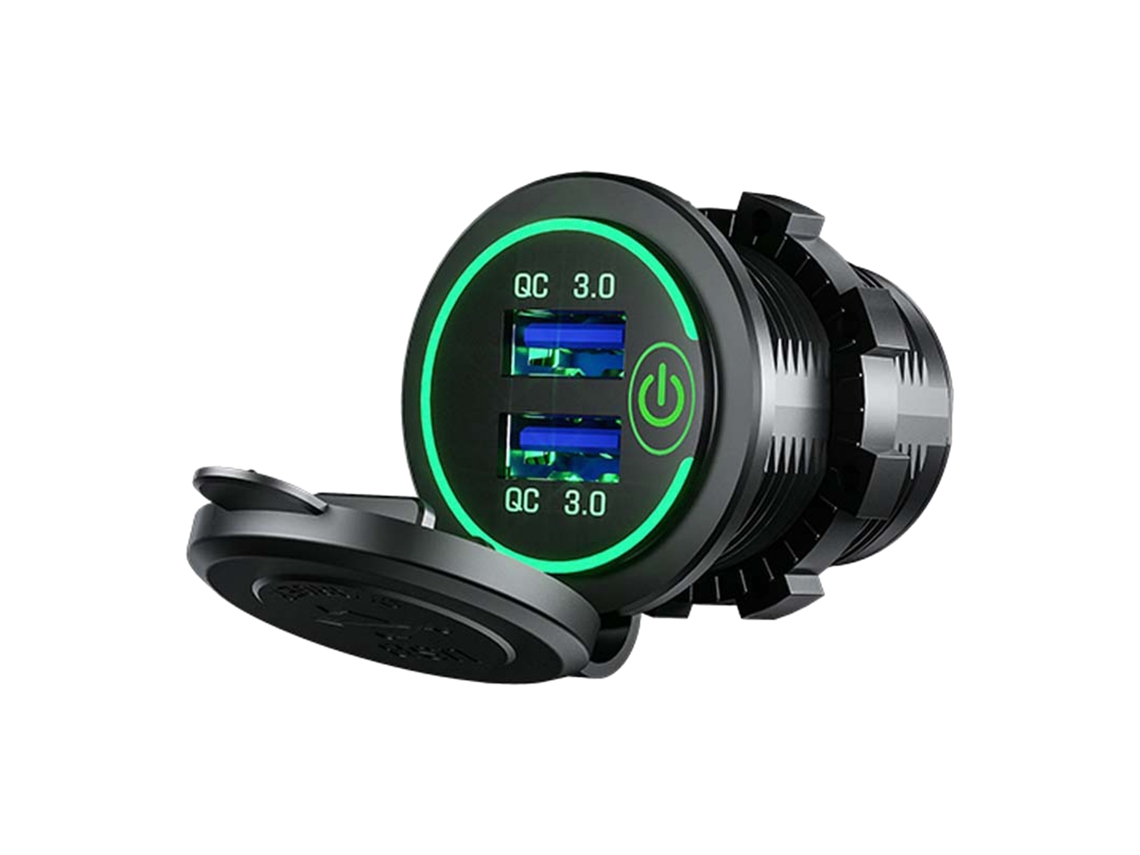 Adaptador Carregador Usb Multi Port Qc3.0 Fast Charging Lighter Verde