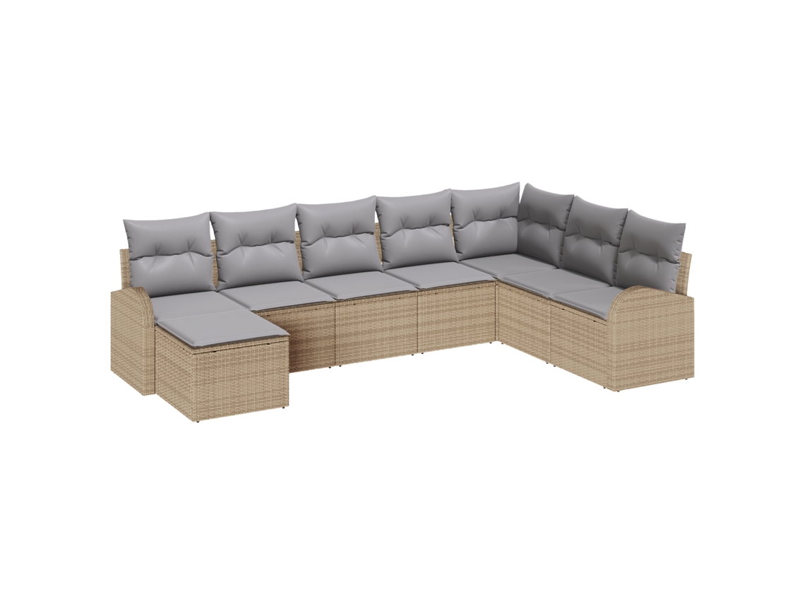 Conjunto 8 Móveis Modulares Vidaxl Bege Vime Pe (289 X 179 X 85 Cm)
