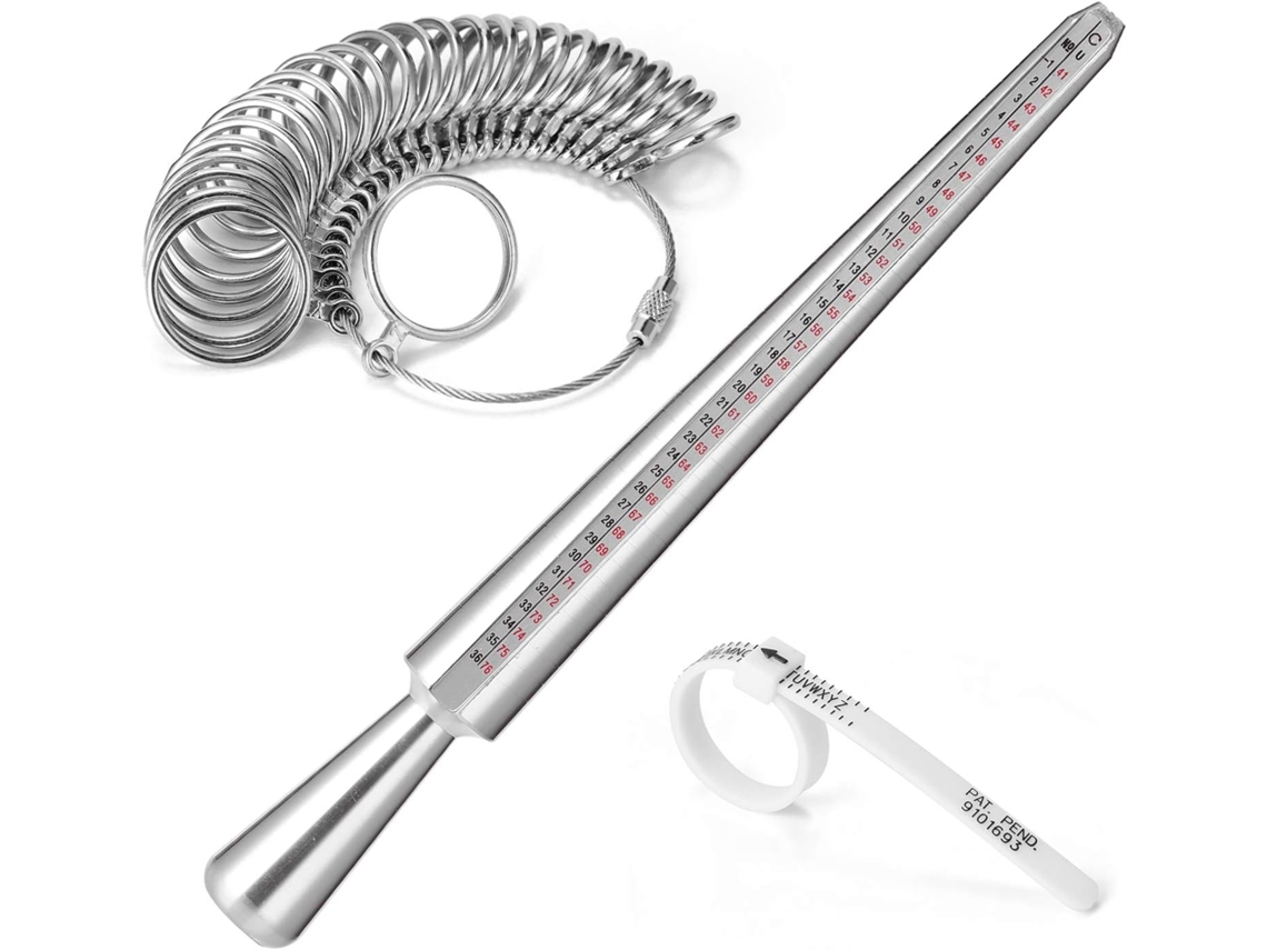 Conjunto De Medidores Anel Metal Para Medir Dedos Com Mandril,