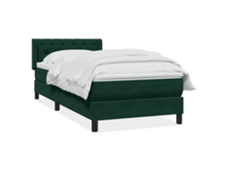 Vidaxl Cama Com Molas/colchão Verde-escuro 80x220 Cm Veludo