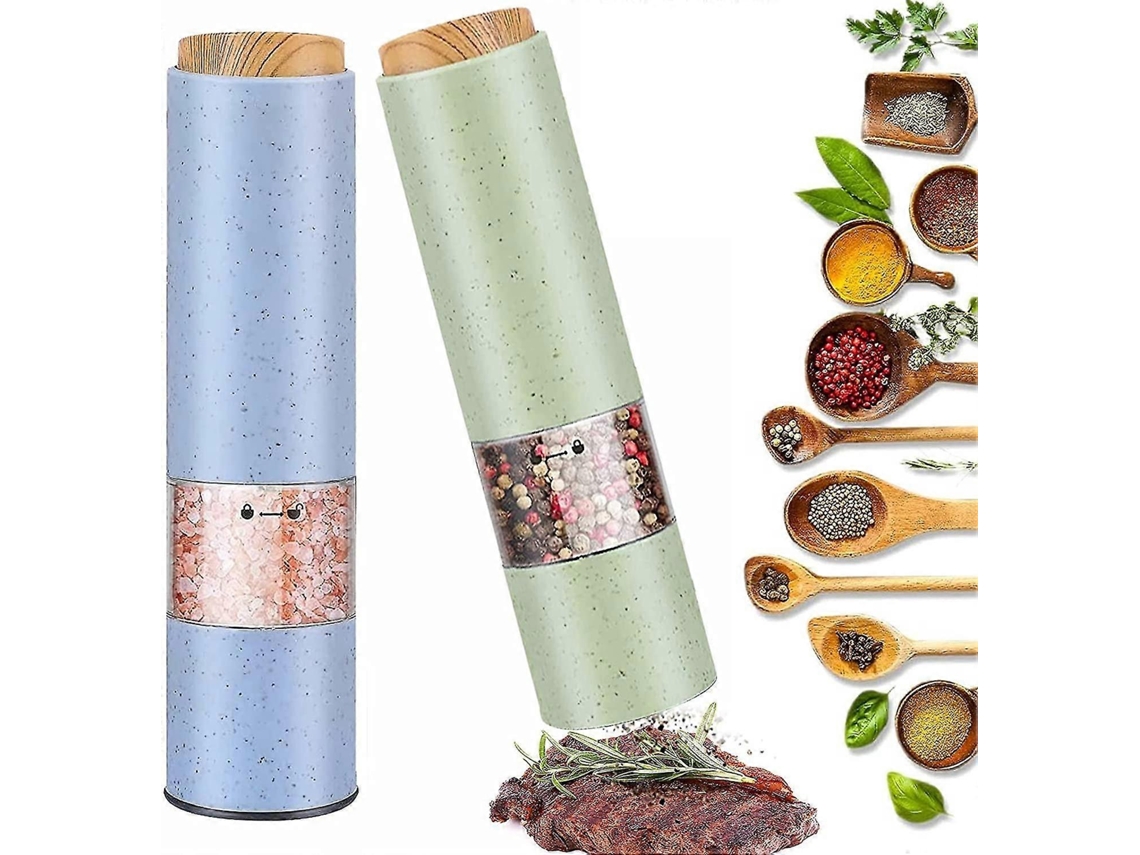 Moedor De Sal E Pimenta Elétrico, Conjunto De 2 Moedores De Pimenta Elétricos Com Luz Led VONKELIOS