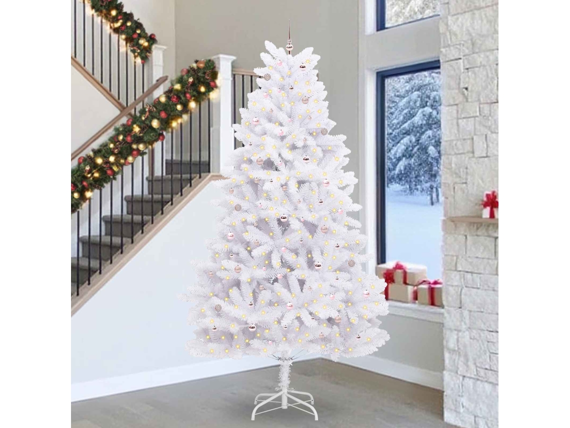 Vidaxl Árvore De Natal Articulada Artificial Branco 300 Cm Pvc E Aço