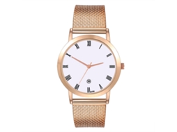 Reloj De Pulsera Para Hombre De Cuarzo Con Correa De Pvc, Dial Redondo, Oro Rosa, Fashion