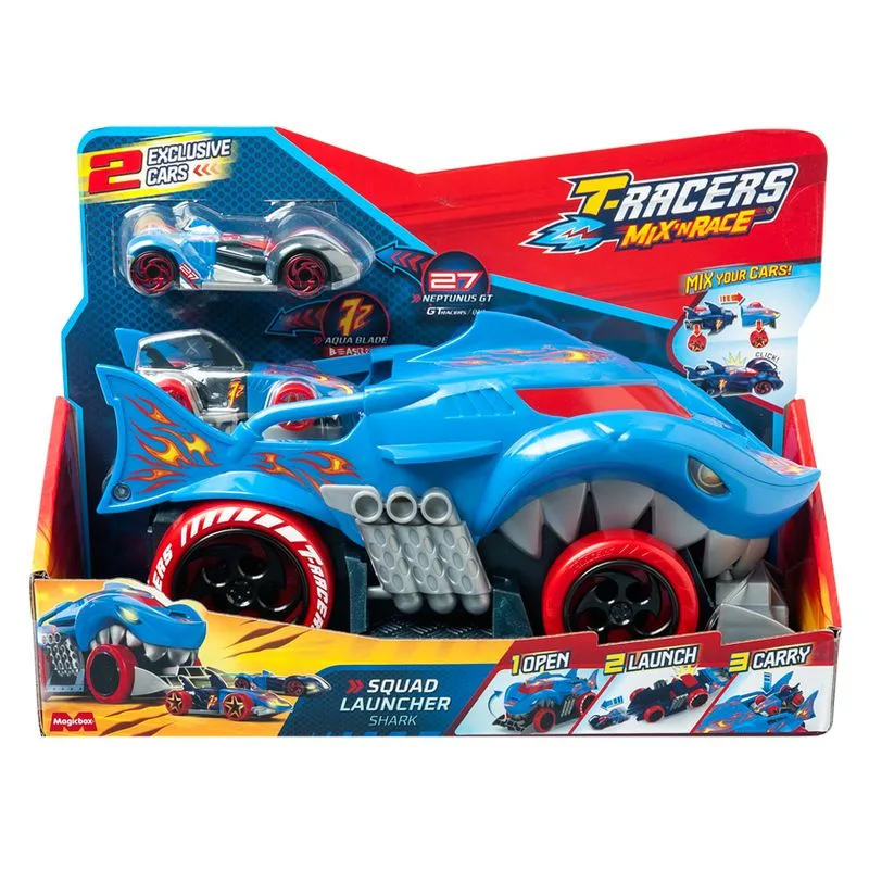 T-racers Mix N Racer Camión Tiburón Con Lanzador Azul 38901 Magic Box
