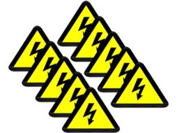 50 Adesivos Triangulares Amarelos De 50x50 Mm Para Risco Elétrico