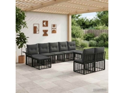 Vidaxl Conjunto de Sofás para Exterior 9 Pcs Preto e Cinza Escuro