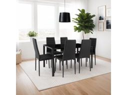 Pele Sintética,  Cadeiras De Jantar, Design Moderno Simples, Leves E Estáveis, Montagem Fácil, 6 Peças, Preto, 45 X 48 X 98,5 Cm Tectake
