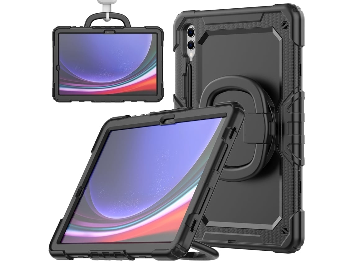 Capa Para Tablet Lurelia, Compatível Com Samsung Galaxy Tab S9 Fe/s9 11 Pulseira 2 Em 1 Anti Queda, Preto, Pc, Suporte Giratório, Proteção Antiquedas