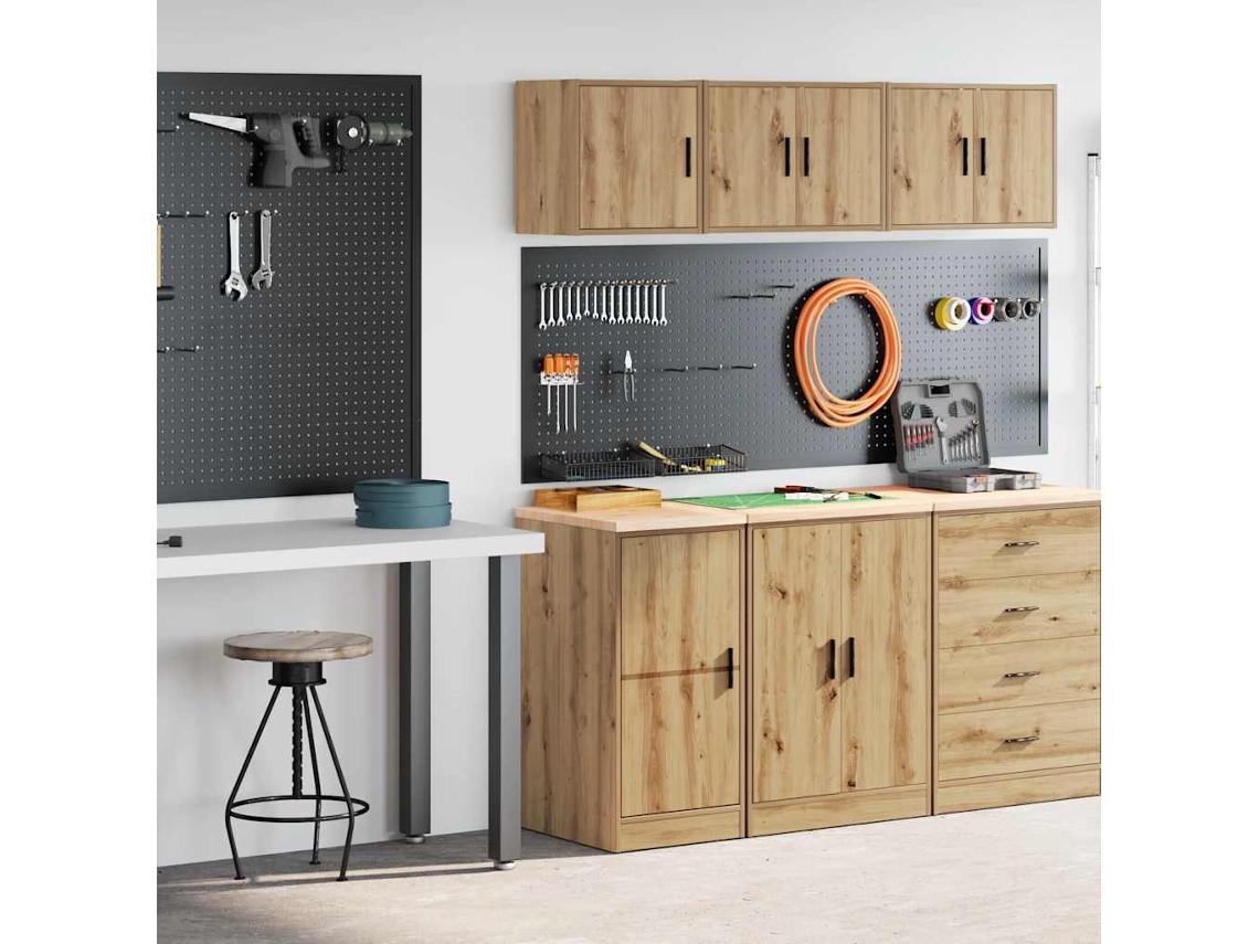 Vidaxl Armários De Garagem 2pcs Madeira Processada Carvalho Artisiano