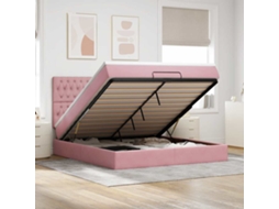 Vidaxl Estrutura De Cama Otomana Com Colchões 180x200 Cm Veludo Rosa