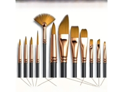 Conjunto de 12 Pincéis de Nylon para Aquarela e Pintura a Óleo, Incluindo Pincéis de Nylon Planos. MDUG